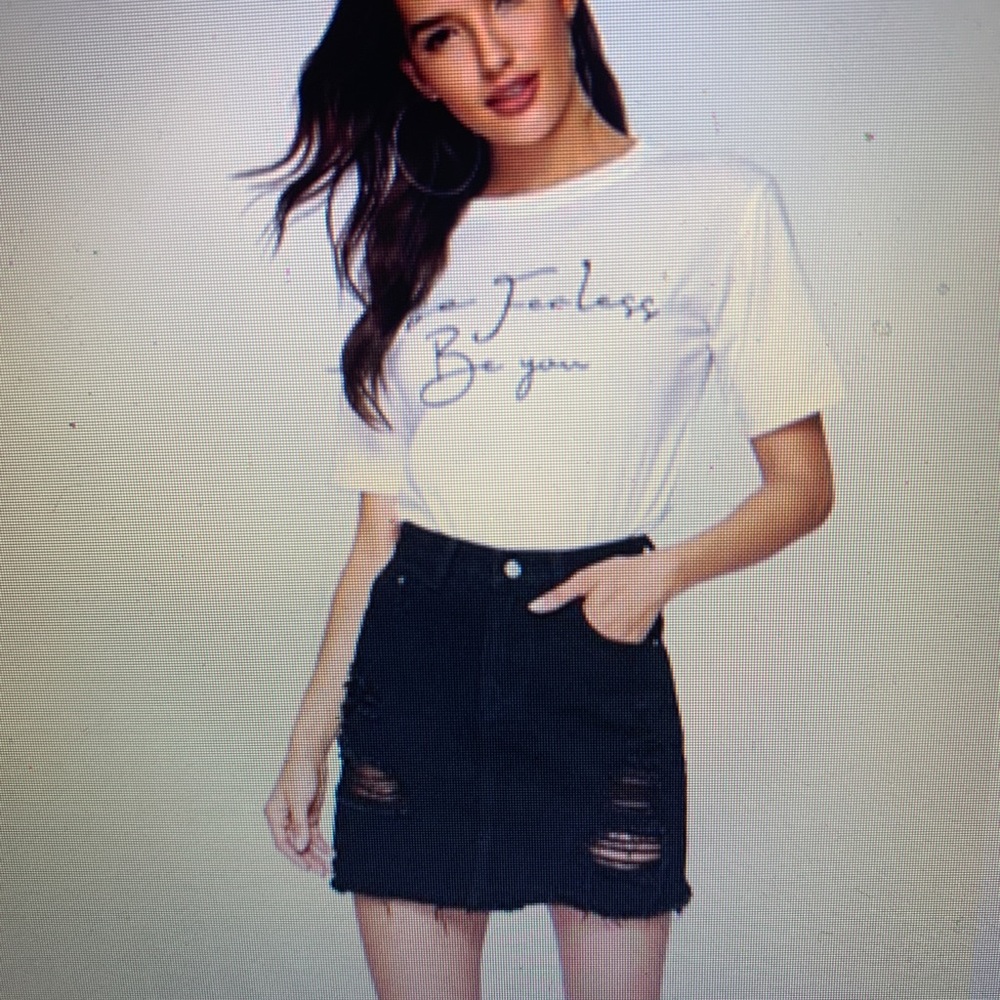 Signature Black Ripped Skirt